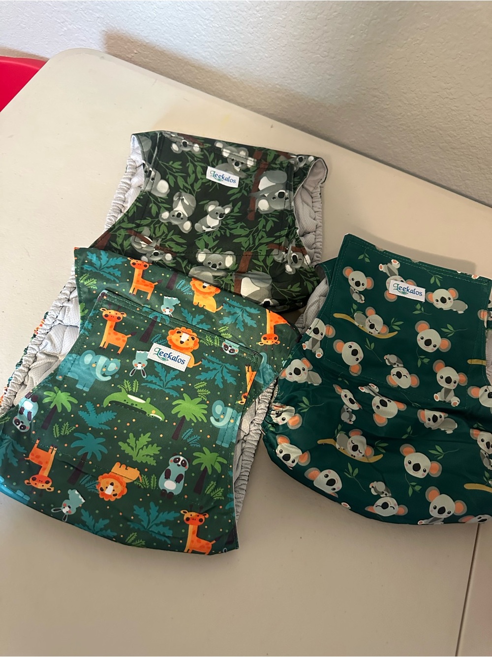 Dogs Reusable Cloth Diaper - Jungle Green Print 3 Pieces